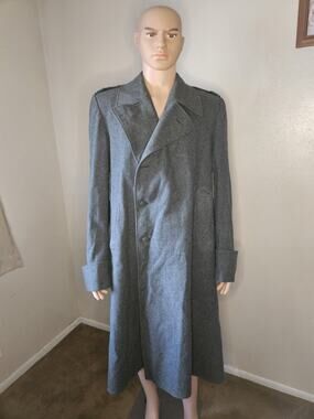 Swiss Army M57 Wool Greatcoat Green Military Overcoat Vintage Double Breasted XL